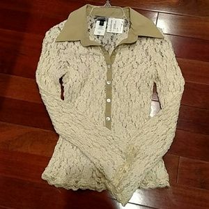 Cream  Form Fitted BeBe Blouse